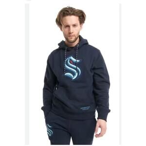 NWT Seattle NHL Kraken Hoodie Men's M Fleece Deep Sea Blue Pullover Team Store